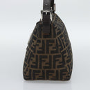 FENDI Zucca Canvas Mamma Baguette Shoulder Bag Brown Black Auth 193086V-4