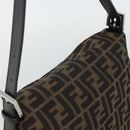 FENDI Zucca Canvas Mamma Baguette Shoulder Bag Brown Black Auth 193086V-6