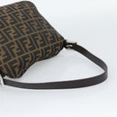 FENDI Zucca Canvas Mamma Baguette Shoulder Bag Brown Black Auth 193086V-7