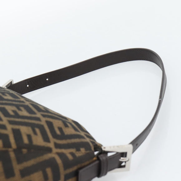 FENDI Zucca Canvas Mamma Baguette Shoulder Bag Brown Black Auth 193086V