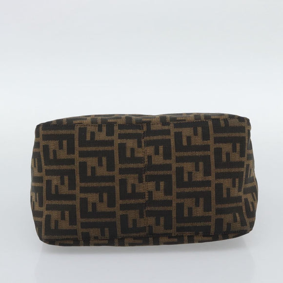 FENDI Zucca Canvas Mamma Baguette Shoulder Bag Brown Black Auth 193086V