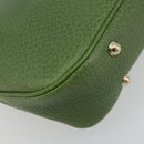 GUCCI Bamboo Shoulder Bag Leather Green Gold 137378 Auth 193088V-11