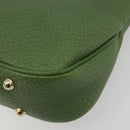 GUCCI Bamboo Shoulder Bag Leather Green Gold 137378 Auth 193088V-12