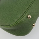 GUCCI Bamboo Shoulder Bag Leather Green Gold 137378 Auth 193088V-13