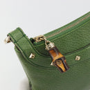 GUCCI Bamboo Shoulder Bag Leather Green Gold 137378 Auth 193088V-14