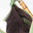 GUCCI Bamboo Shoulder Bag Leather Green Gold 137378 Auth 193088V-18