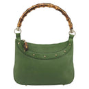GUCCI Bamboo Shoulder Bag Leather Green Gold 137378 Auth 193088V-2