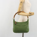 GUCCI Bamboo Shoulder Bag Leather Green Gold 137378 Auth 193088V-22