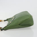 GUCCI Bamboo Shoulder Bag Leather Green Gold 137378 Auth 193088V-5