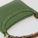 GUCCI Bamboo Shoulder Bag Leather Green Gold 137378 Auth 193088V-6