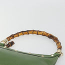 GUCCI Bamboo Shoulder Bag Leather Green Gold 137378 Auth 193088V-8