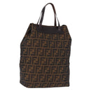 FENDI Zucca Canvas Hand Bag Black Brown Auth 193091-1
