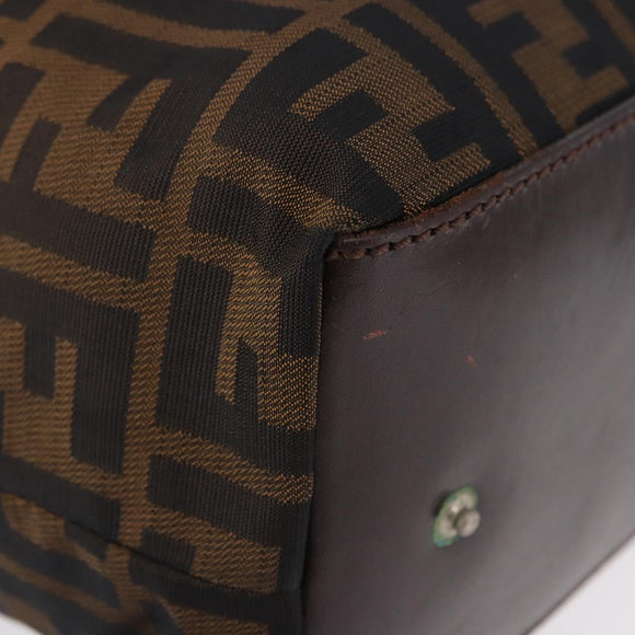 FENDI Zucca Canvas Hand Bag Black Brown Auth 193091
