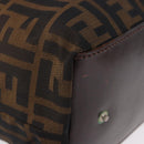 FENDI Zucca Canvas Hand Bag Black Brown Auth 193091-9