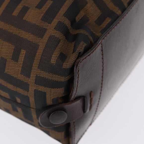 FENDI Zucca Canvas Hand Bag Black Brown Auth 193091
