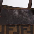 FENDI Zucca Canvas Hand Bag Black Brown Auth 193091-10