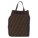 FENDI Zucca Canvas Hand Bag Black Brown Auth 193091-13