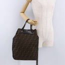 FENDI Zucca Canvas Hand Bag Black Brown Auth 193091-20