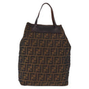 FENDI Zucca Canvas Hand Bag Black Brown Auth 193091-2