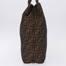 FENDI Zucca Canvas Hand Bag Black Brown Auth 193091-3