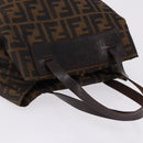 FENDI Zucca Canvas Hand Bag Black Brown Auth 193091-6