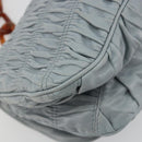 PRADA Gathered Pla Chain Shoulder Bag Leather Light Blue Auth 193094M-17