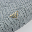 PRADA Gathered Pla Chain Shoulder Bag Leather Light Blue Auth 193094M-18