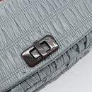 PRADA Gathered Pla Chain Shoulder Bag Leather Light Blue Auth 193094M-19
