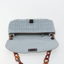 PRADA Gathered Pla Chain Shoulder Bag Leather Light Blue Auth 193094M-20