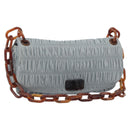 PRADA Gathered Pla Chain Shoulder Bag Leather Light Blue Auth 193094M-1
