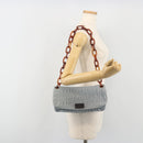 PRADA Gathered Pla Chain Shoulder Bag Leather Light Blue Auth 193094M-28