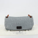 PRADA Gathered Pla Chain Shoulder Bag Leather Light Blue Auth 193094M-12