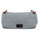 PRADA Gathered Pla Chain Shoulder Bag Leather Light Blue Auth 193094M-13