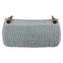PRADA Gathered Pla Chain Shoulder Bag Leather Light Blue Auth 193094M-2