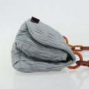 PRADA Gathered Pla Chain Shoulder Bag Leather Light Blue Auth 193094M-3