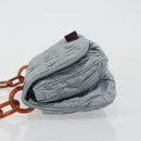 PRADA Gathered Pla Chain Shoulder Bag Leather Light Blue Auth 193094M-4
