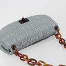 PRADA Gathered Pla Chain Shoulder Bag Leather Light Blue Auth 193094M-6