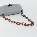 PRADA Gathered Pla Chain Shoulder Bag Leather Light Blue Auth 193094M-7