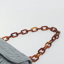 PRADA Gathered Pla Chain Shoulder Bag Leather Light Blue Auth 193094M-14