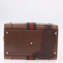 GUCCI Hand Bag Leather Brown Gold Auth 193095-10