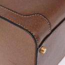 GUCCI Hand Bag Leather Brown Gold Auth 193095-11