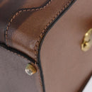 GUCCI Hand Bag Leather Brown Gold Auth 193095-12