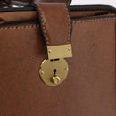 GUCCI Hand Bag Leather Brown Gold Auth 193095-15