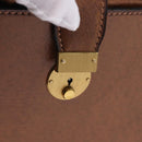 GUCCI Hand Bag Leather Brown Gold Auth 193095-16