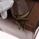 GUCCI Hand Bag Leather Brown Gold Auth 193095-17