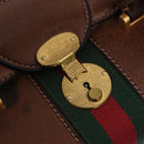 GUCCI Hand Bag Leather Brown Gold Auth 193095-18