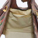 GUCCI Hand Bag Leather Brown Gold Auth 193095-21