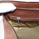 GUCCI Hand Bag Leather Brown Gold Auth 193095-26