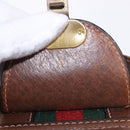 GUCCI Hand Bag Leather Brown Gold Auth 193095-28
