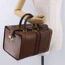 GUCCI Hand Bag Leather Brown Gold Auth 193095-29